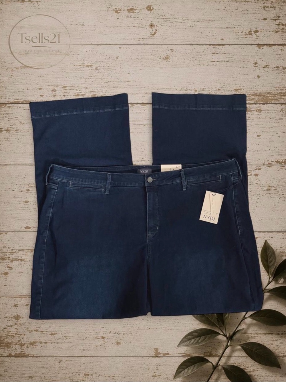 NWT NYDJ Teresa High Rise Burbank Wash Wide-Leg Trouser Jeans - Size 24W
